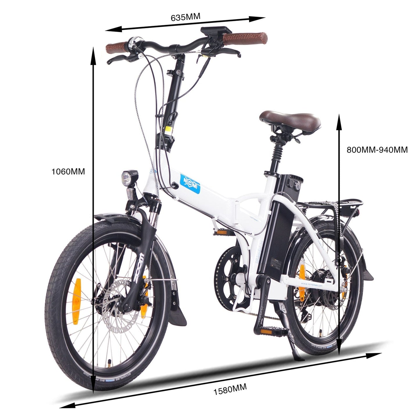 NCM London Folding E-Bike, 250W-350W, 36V 15Ah 540Wh Battery