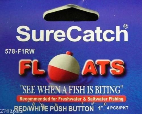 4 X 1 Inch Red and White Push Button Fishing Floats