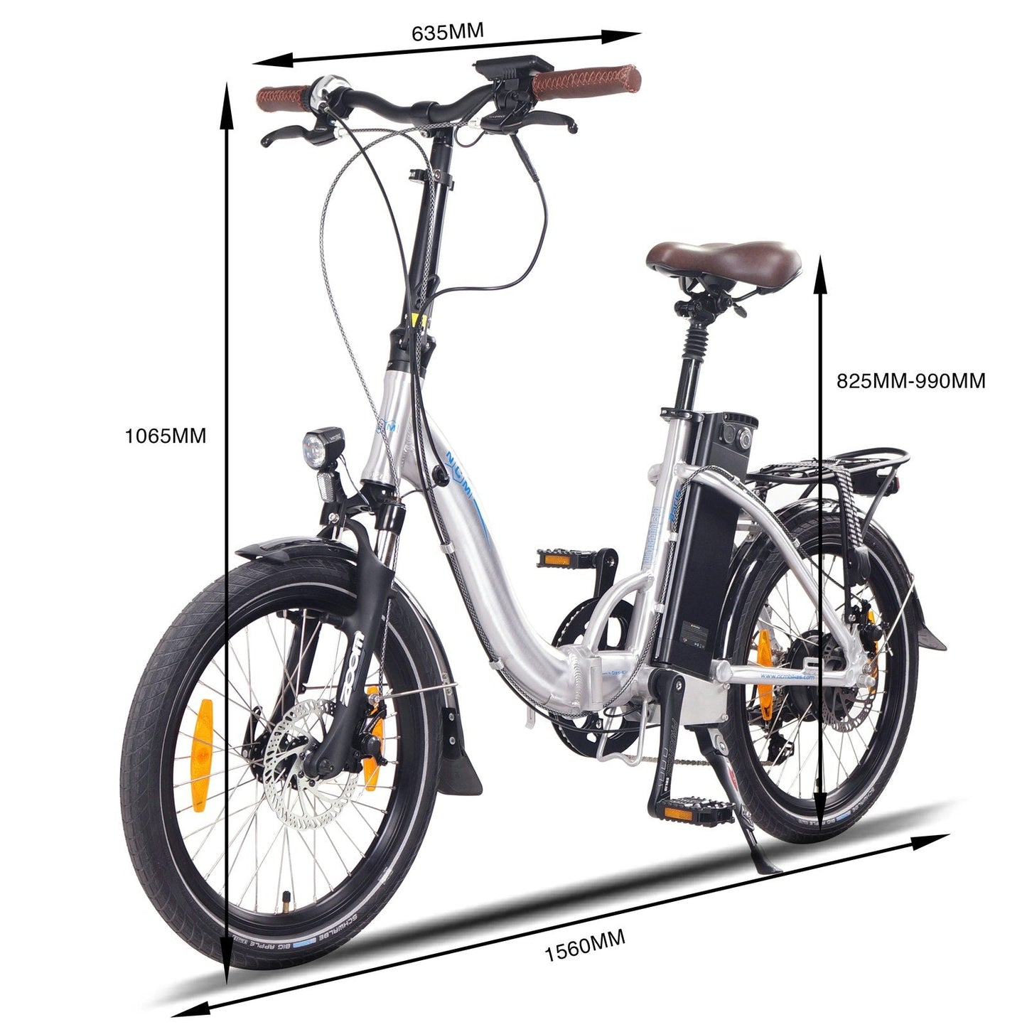 NCM Paris Folding E-Bike 250W-350W, 36V 15Ah 540Wh Battery, Size 20"