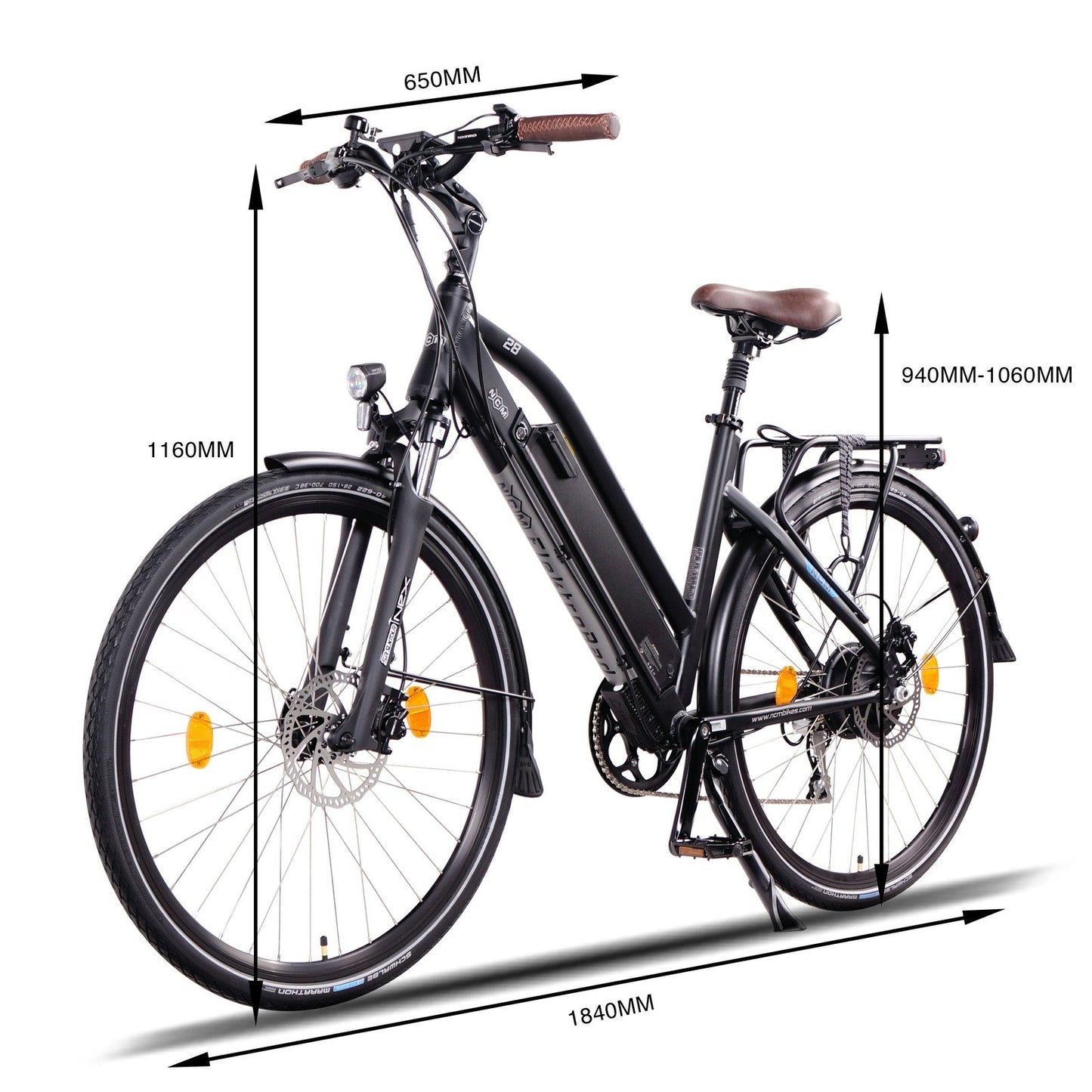 NCM Milano Plus Trekking E-Bike, City-Bike, 250W-500W, 48V 16Ah 768Wh Battery