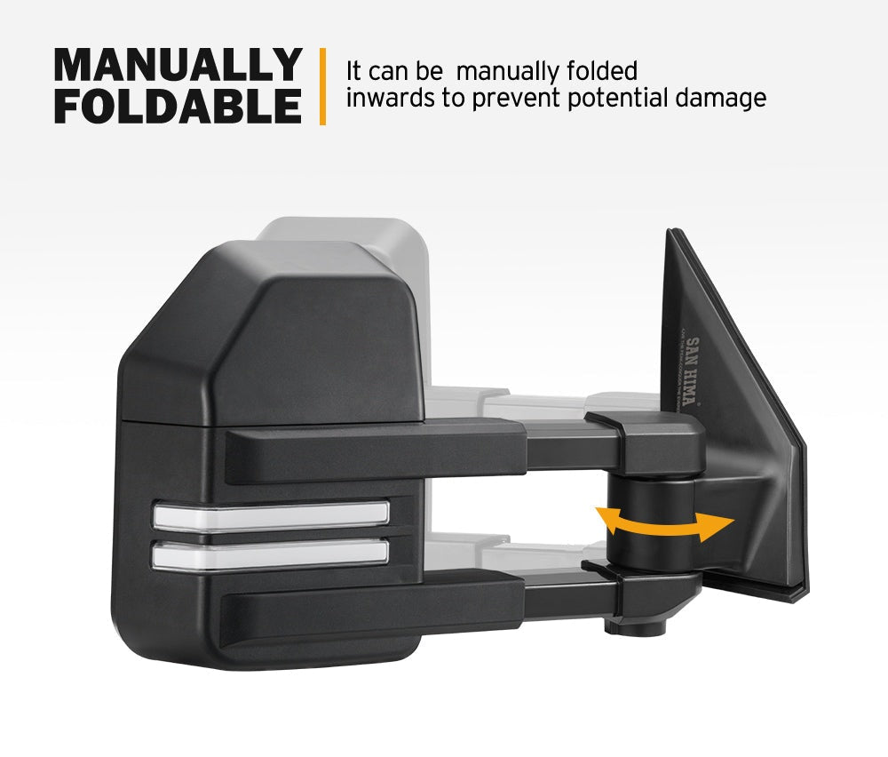 SAN HIMA Extendable Towing Mirrors for Toyota Landcruiser 200 Series 2007 to 2021