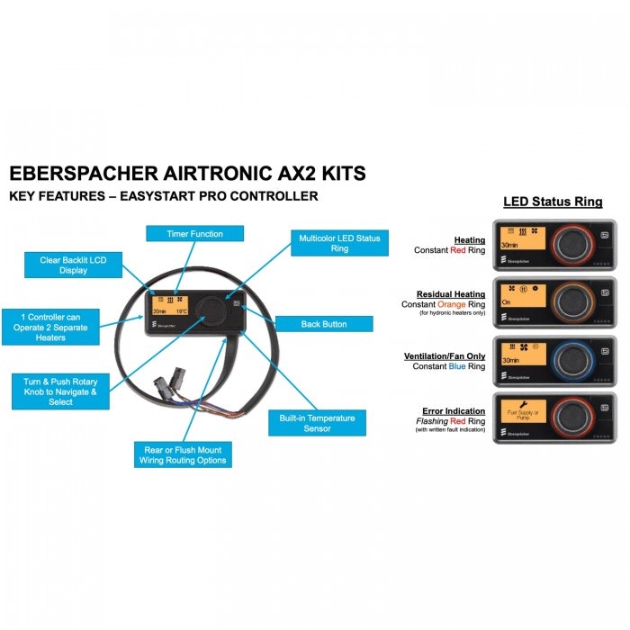 Eberspacher Airtronic D2L Diesel Heater AS3 12v 1 Outlet E/S Pro Kit with 10L Diesel Fuel Tank