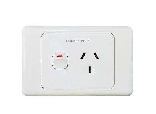 10amp Single Power Point - Double Pole Shallow Mount