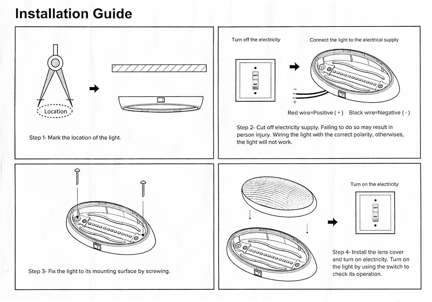 Dreamlighting LED Oval Awning PC Cover Black Base, DC12V, Cool White