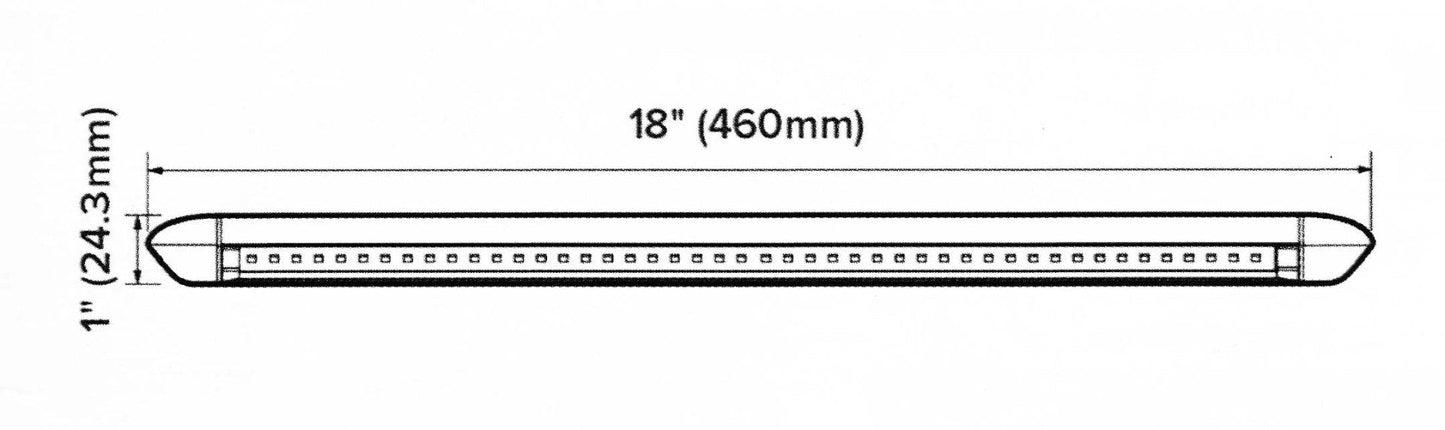 Dreamlighting LED Slimline Awning Light - Black Shell - 460mm, DC12V, Cool White