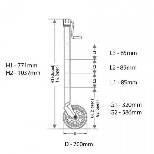 AL-KO Premium 8" Side Wind Jockey Wheel