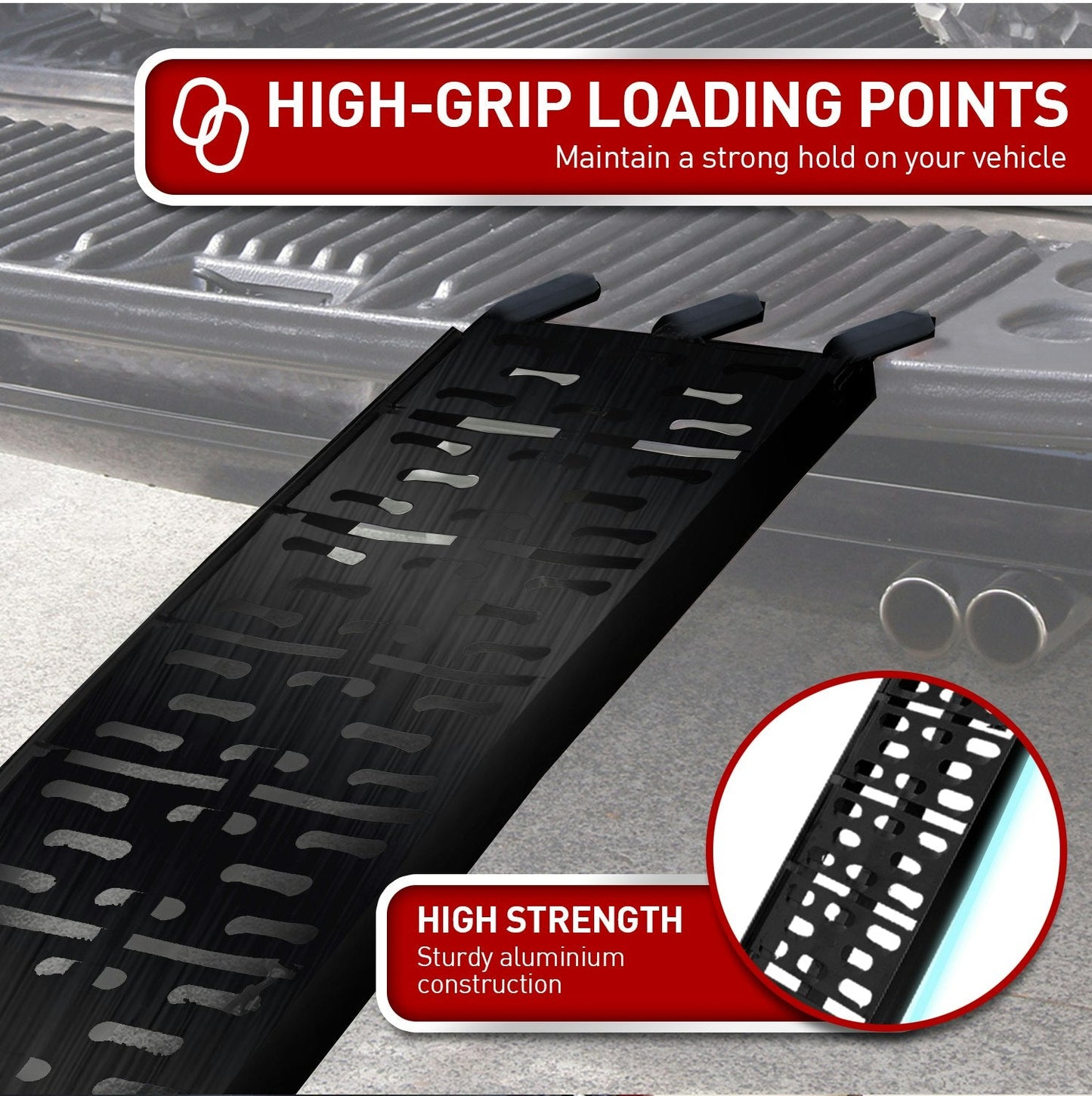 Kartrite Aluminium ATV Bike Loading Ramp Foldable - Black