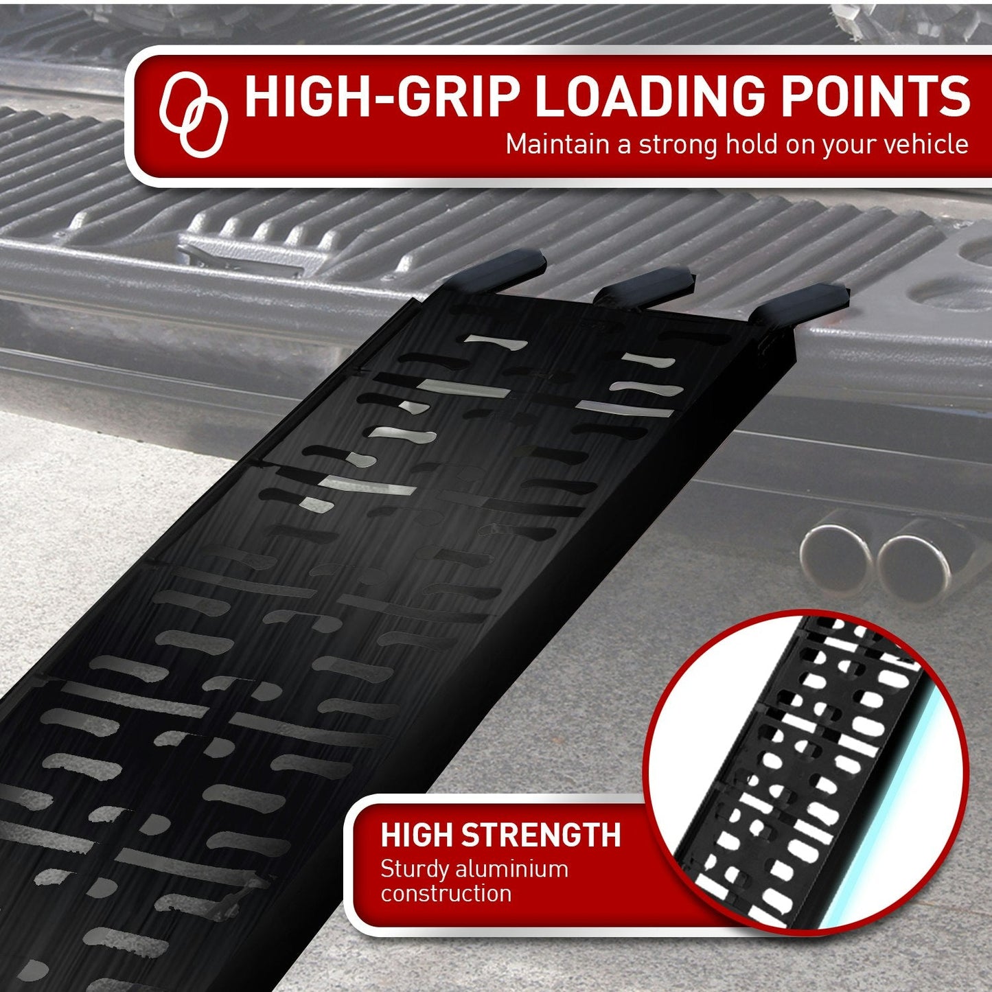 Kartrite 2x Aluminium ATV Loading Ramp Foldable - Black