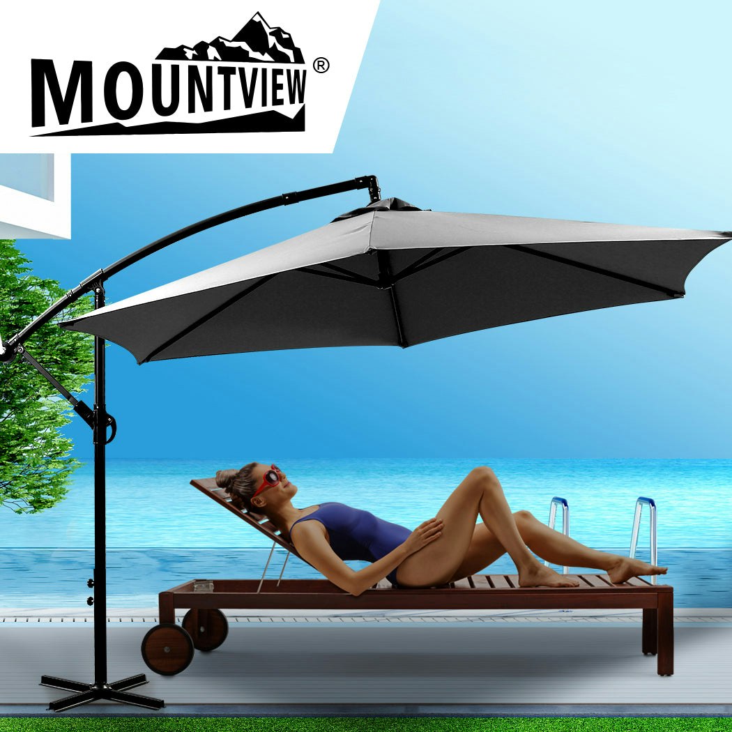 Mountview 3M Outdoor Umbrella Cantilever Cover Garden Patio Beach Umbrellas Grey