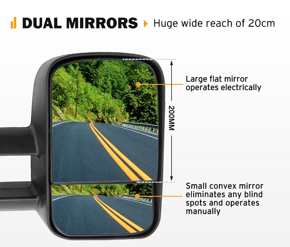 San Hima Pair Extendable Towing Mirrors Fit Toyota Landcruiser 80 1990-1998