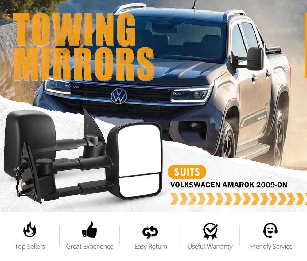 San Hima Pair Extendable Towing Mirrors For Volkswagen Amarok 2009-Current