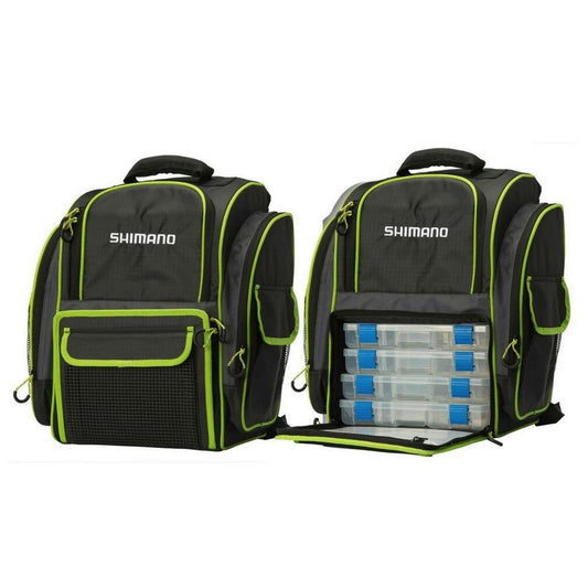 Shimano Fishing Back Pack with 4 Tackle Trays and Multiple Storage Pockets