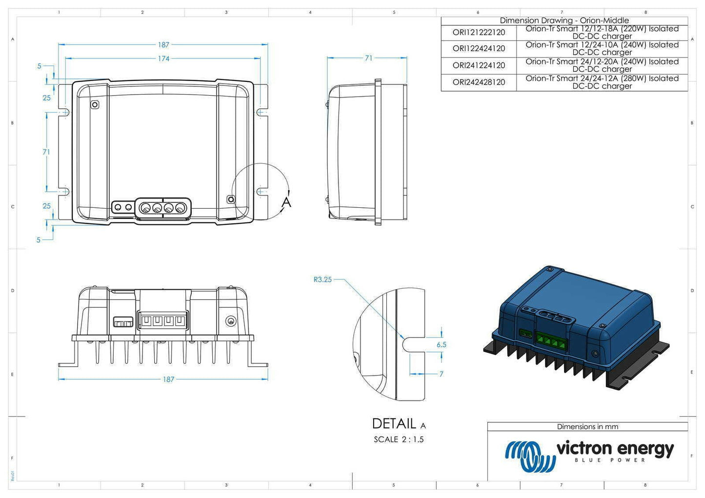 Victron 24V to 12V Orion-Tr Smart 24/12-20A Isolated DC-DC Charger