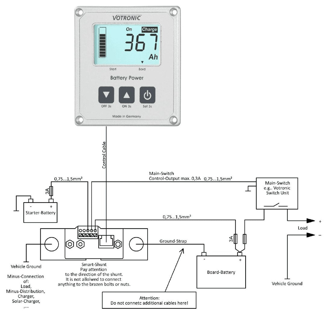 Votronic 400A Battery Monitor with Remote Display - 400S