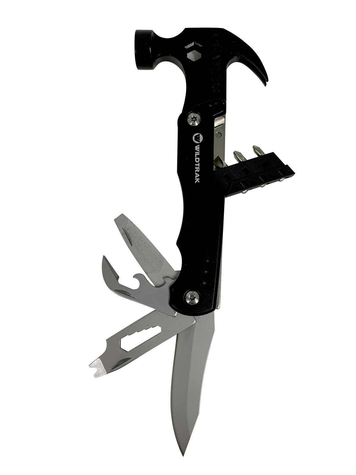 Wildtrak 14-in-1 Handy Aluminium Multi Tool w/ Hammer Outdoor Camping Black
