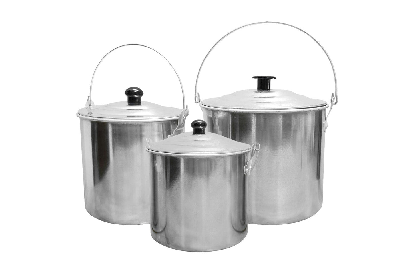 3pc Wildtrak Aluminium 1.45/1.65/2.65L Billy Can Set Camping Cookware Silver