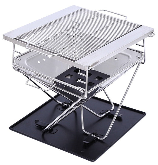 Wildtrak Frontier 450 Stainless Steel 31cm Folding BBQ Firepit w/ Bag Silver
