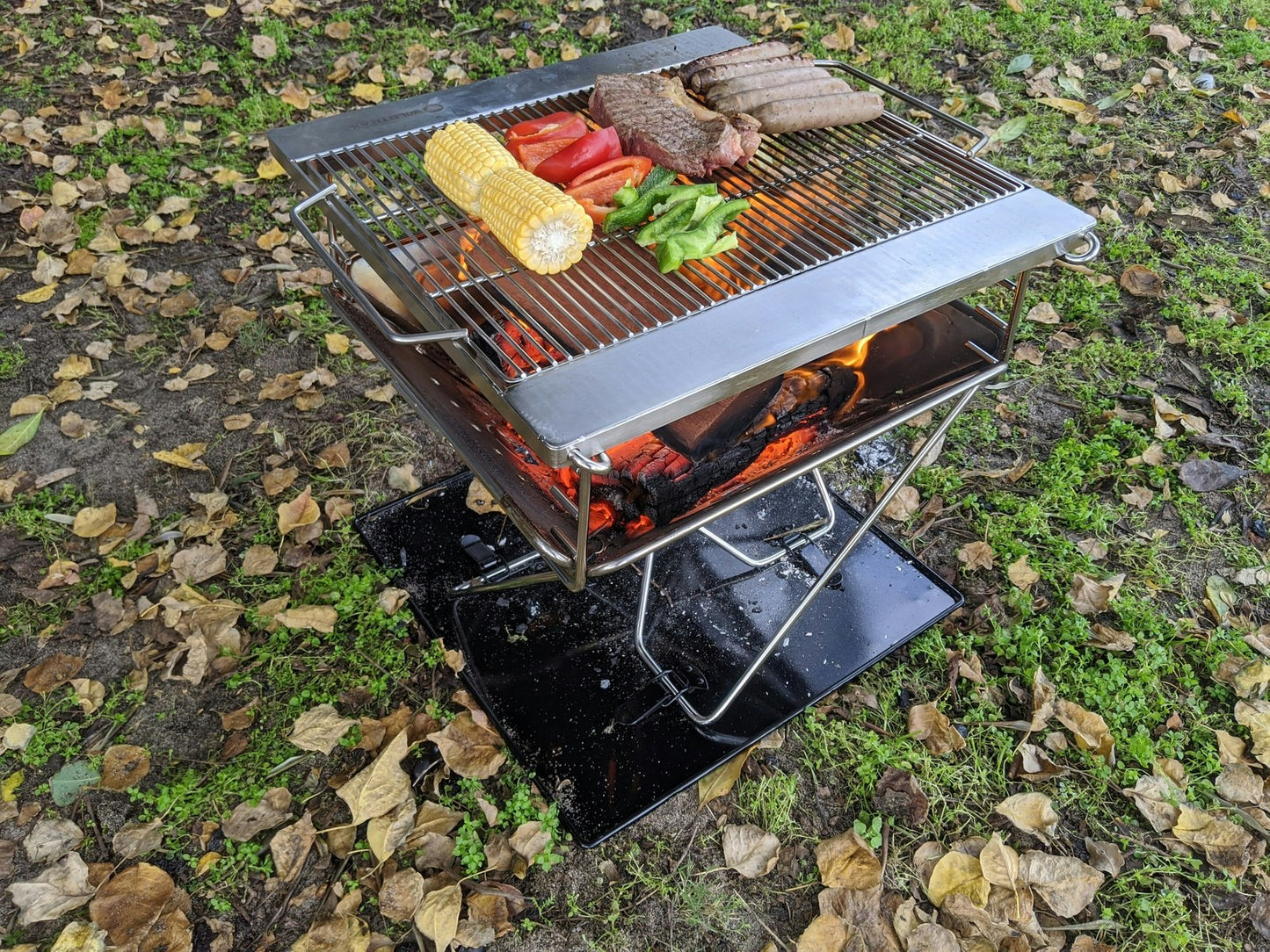 Wildtrak Frontier 450 Stainless Steel 31cm Folding BBQ Firepit w/ Bag Silver