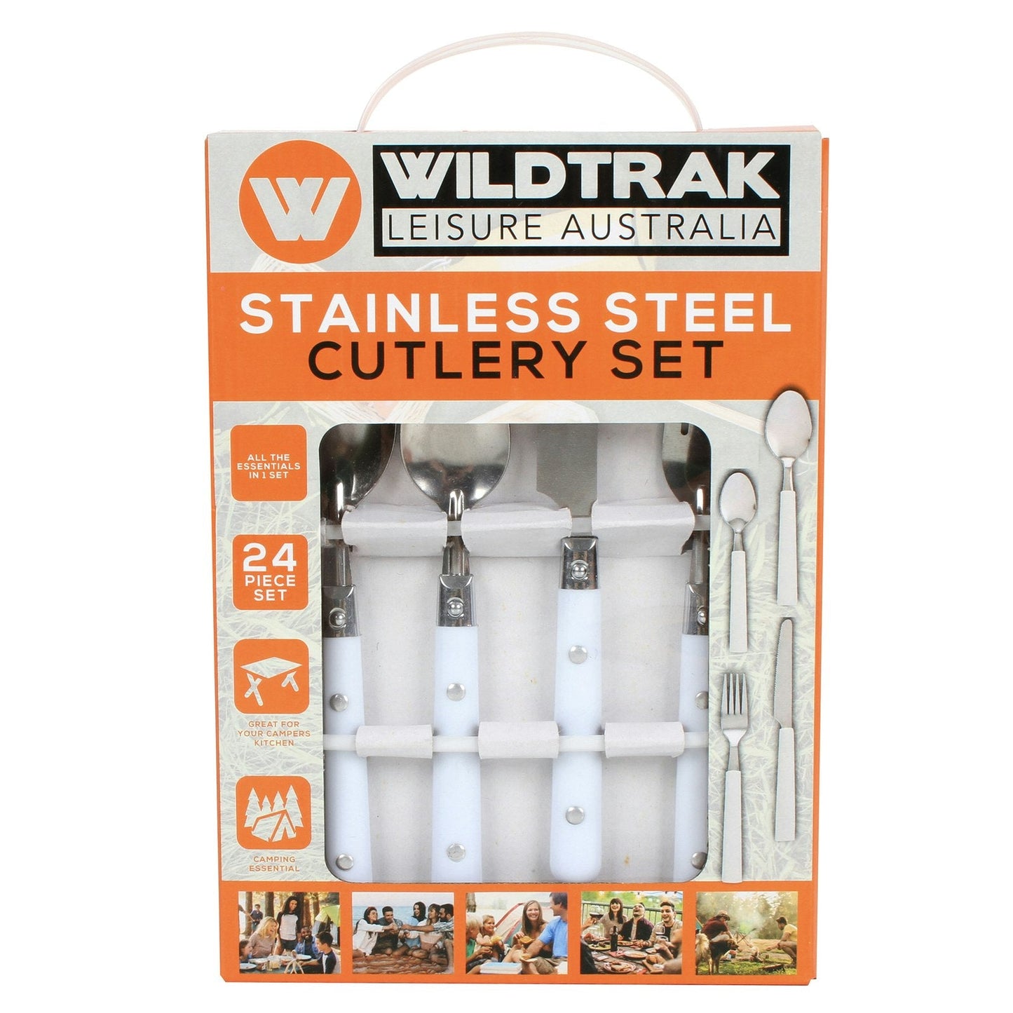 24pc Wildtrak Stainless Steel Cutlery Spoon/Fork/Knife Set w/ Bag White/Silver