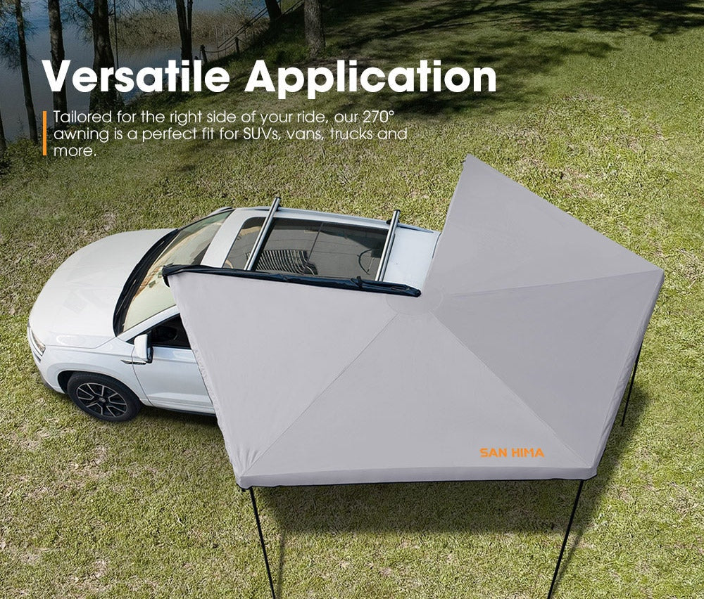 San Hima 270° Awning With Side Wall Free-Standing Car Extension Sunshade