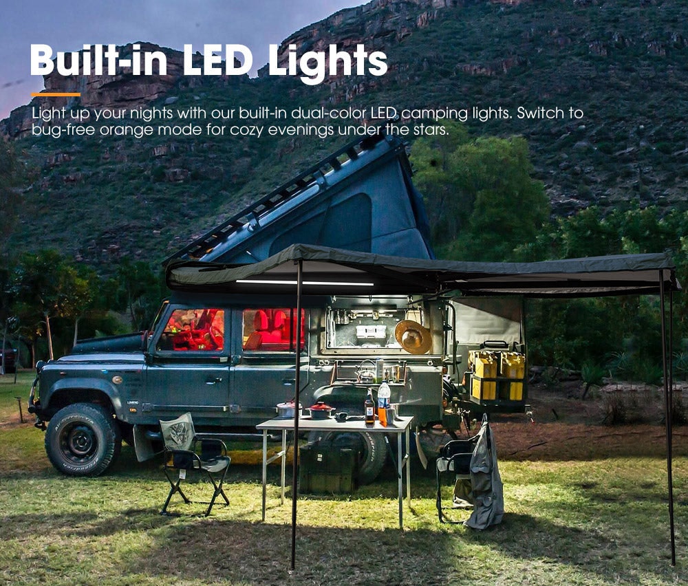 San Hima 270° Awning With Side Wall Free-Standing Car Extension Sunshade