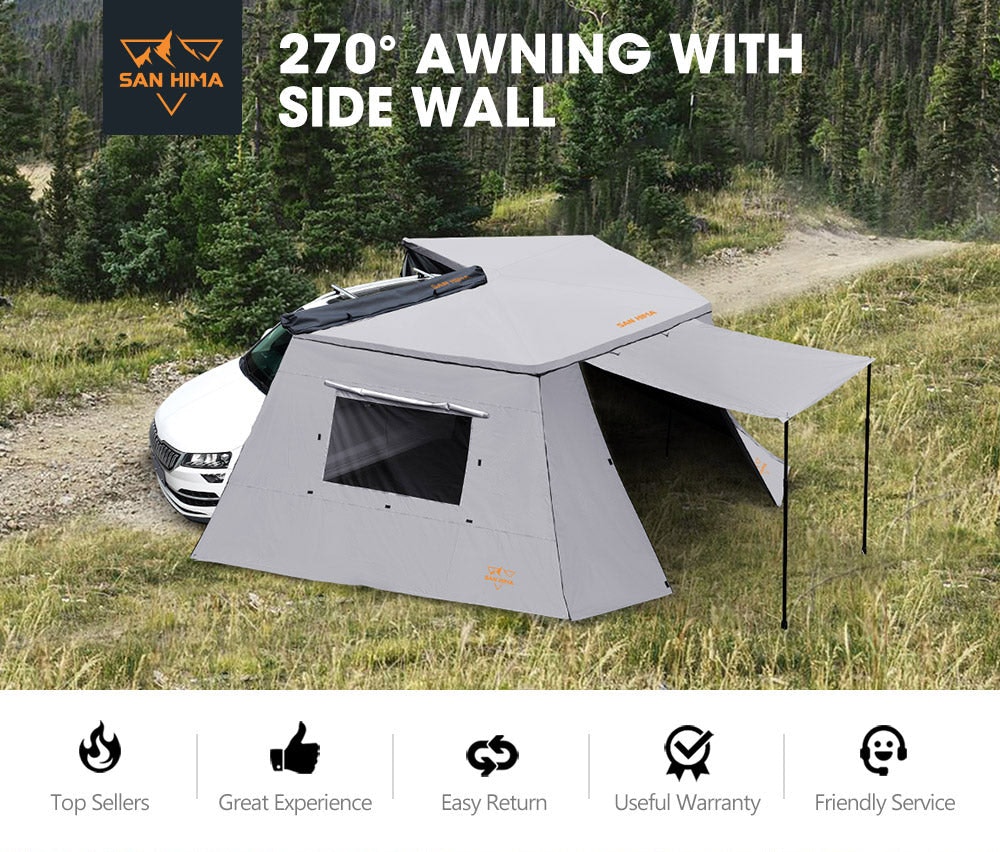 San Hima 270° Awning With Side Wall Free-Standing Car Extension Sunshade