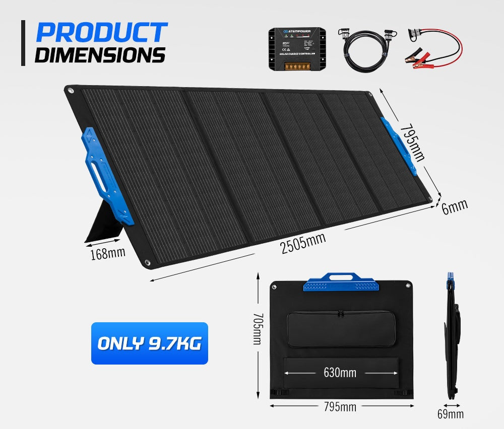 Atem Power 300W Flexible Folding Solar Panel Kit 12V Solar Mat Blanket Camping