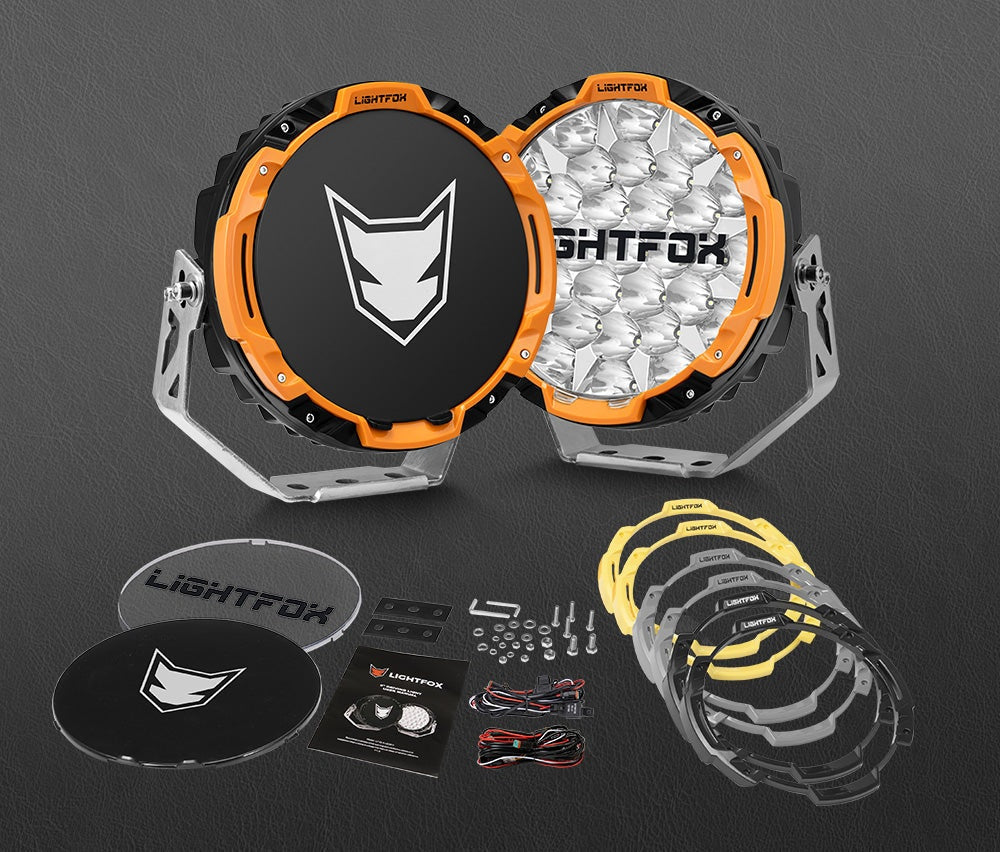 LIGHTFOX 9" Osram LED Driving Lights Round Black Spotlight DRL Offroad Truck 4x4