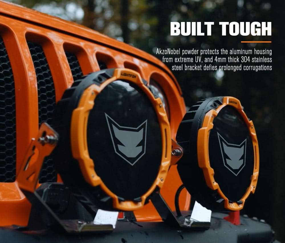 LIGHTFOX 9" Osram LED Driving Lights Round Black Spotlight DRL Offroad Truck 4x4