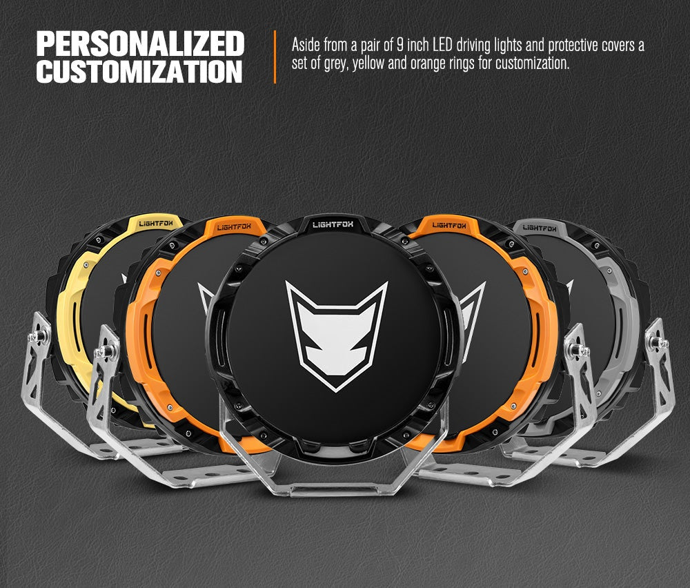 LIGHTFOX 9" Osram LED Driving Lights Round Black Spotlight DRL Offroad Truck 4x4