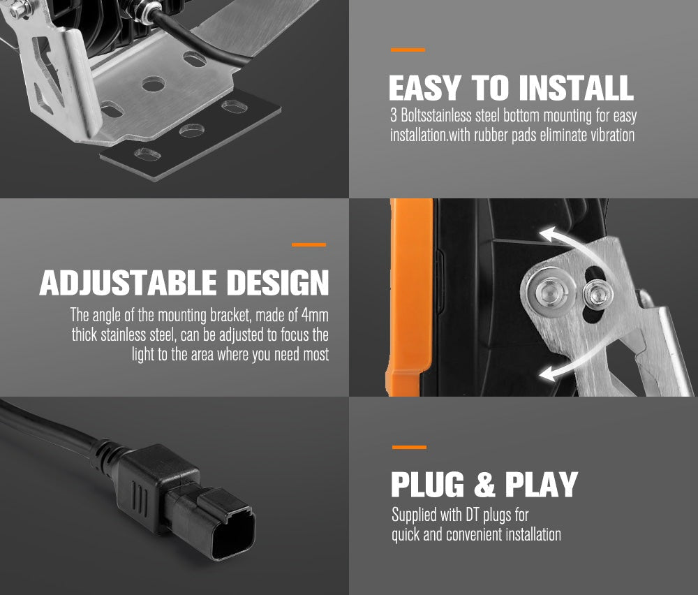 LIGHTFOX 9" Osram LED Driving Lights Round Black Spotlight DRL Offroad Truck 4x4