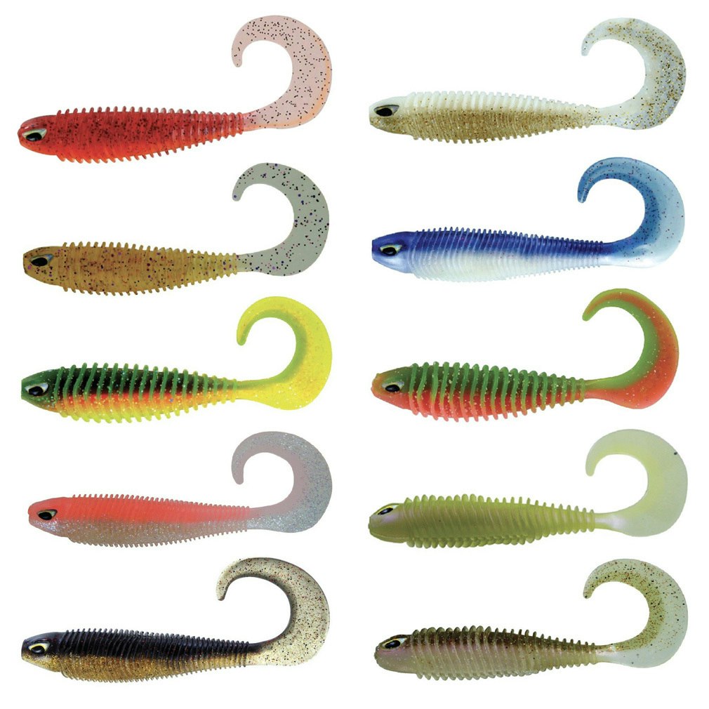 Chasebaits 3 inch Curly Baits Soft Plastic Fishing Lures - Pearl Prawn