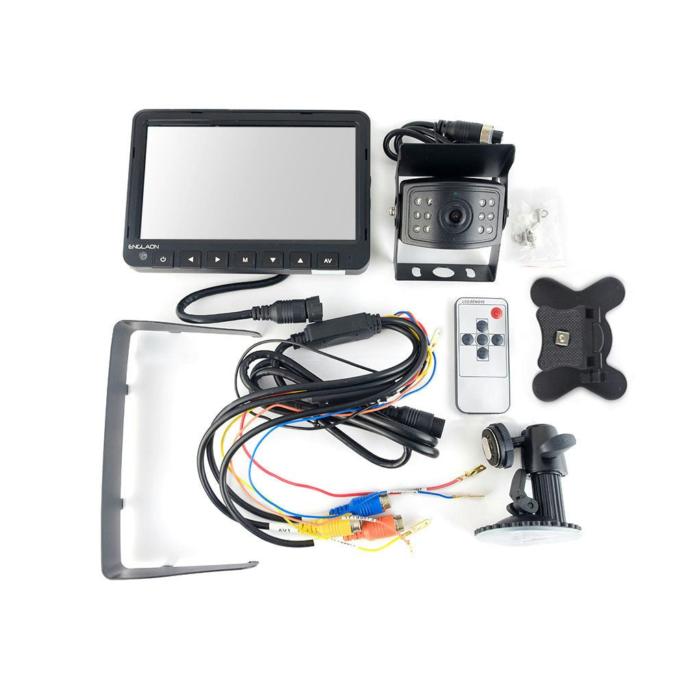 12V-36V 7" AHD Monitor DVR with Reverse Cameras & 15m Cable for Caravan Truck Campervan