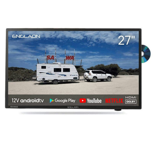 ENGLAON 27″ Full HD Android Smart 12V TV with Built-in DVD player & Chromecast