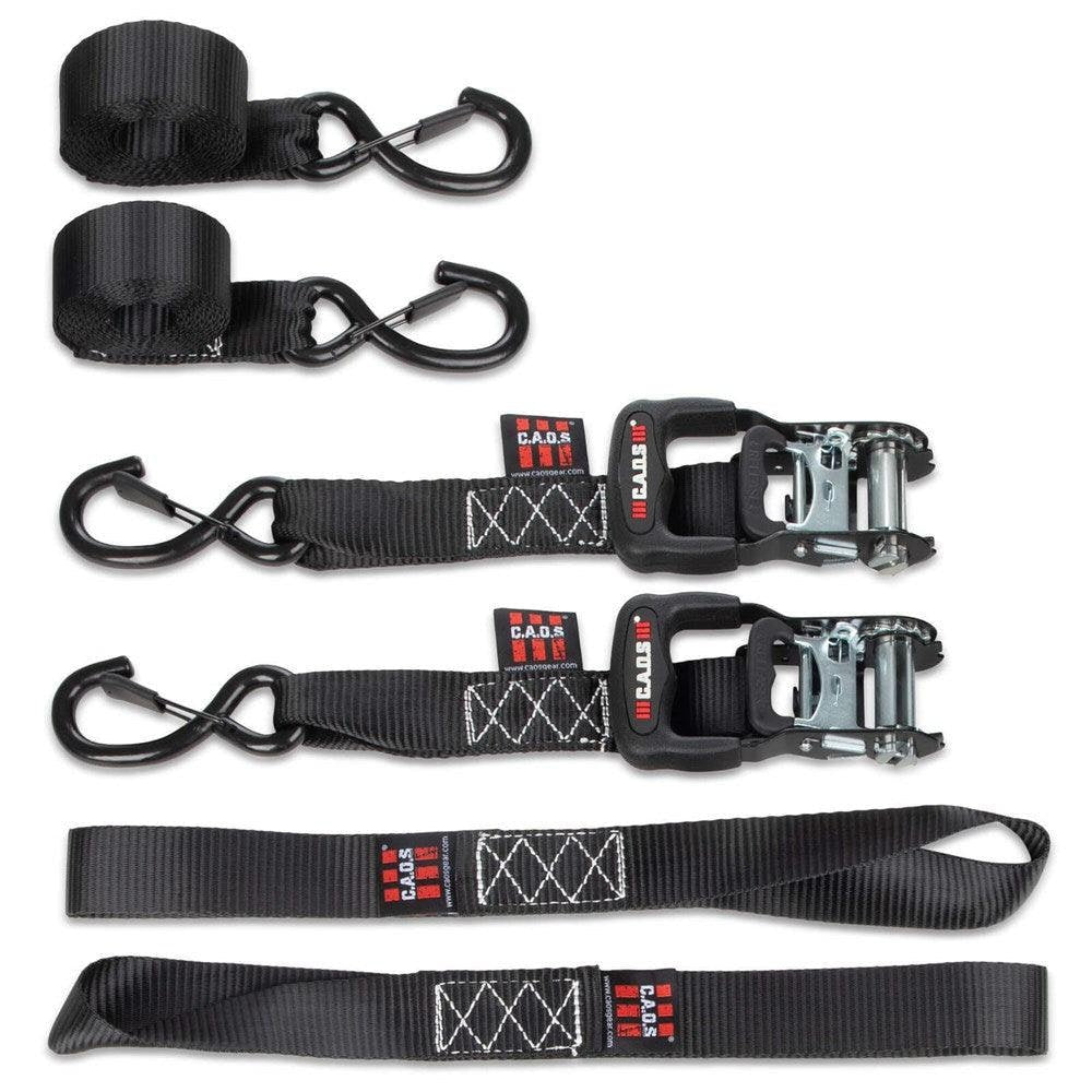 CAOS Ratchet Straps 2 Pack - Bonus 2 Tie Down Soft Loops