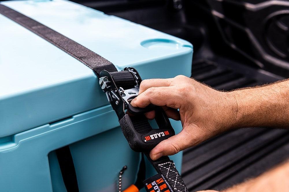 CAOS Ratchet Straps 2 Pack - Bonus 2 Tie Down Soft Loops