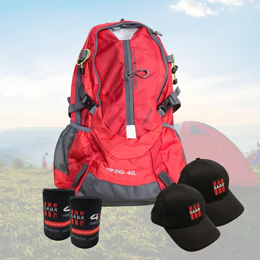 CAOS 40L Adventure Backpack + Baseball Cap 2-Pack + Magnetic Stubby Cooler 2-Pack