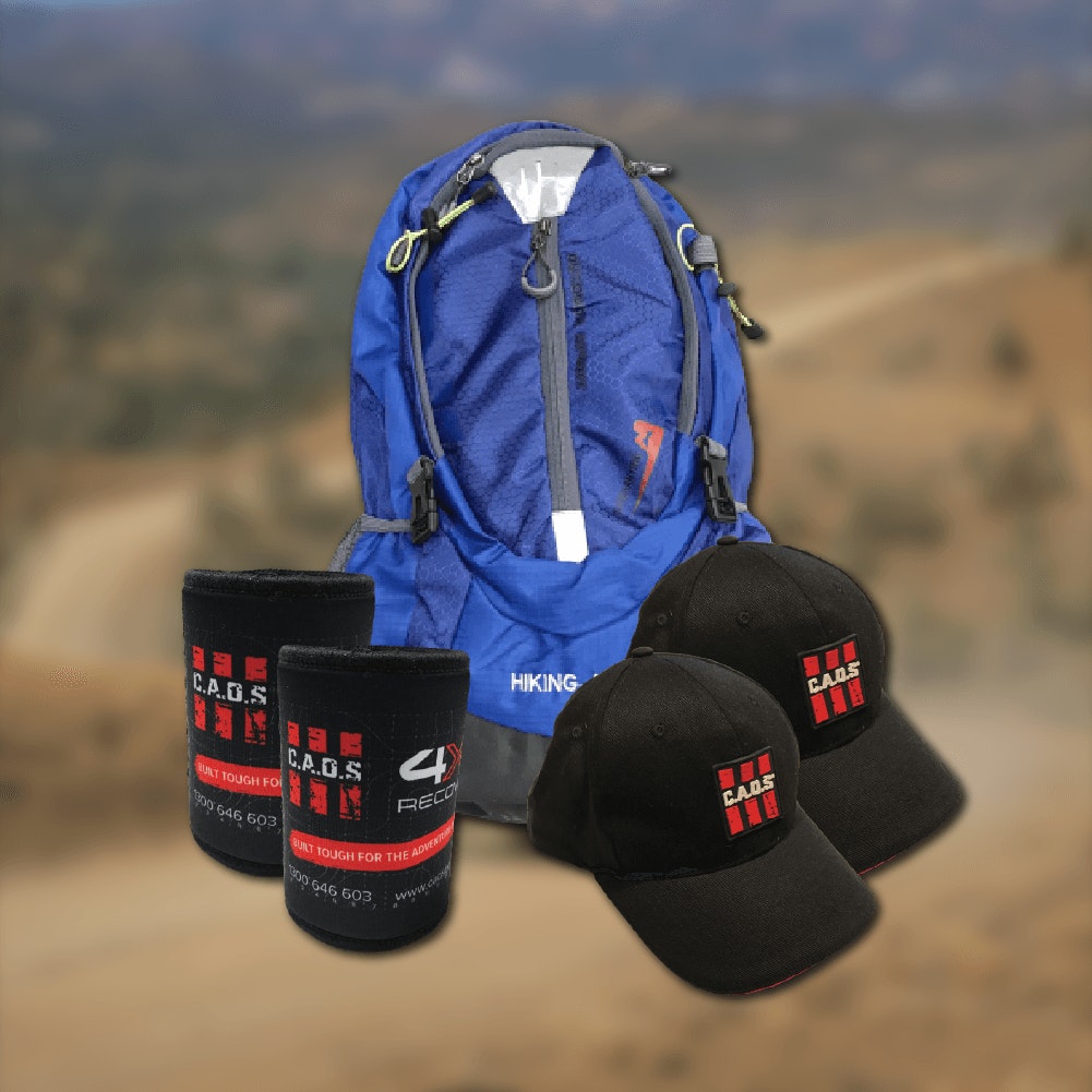 CAOS 40L Adventure Backpack + Baseball Cap 2-Pack + Magnetic Stubby Cooler 2-Pack